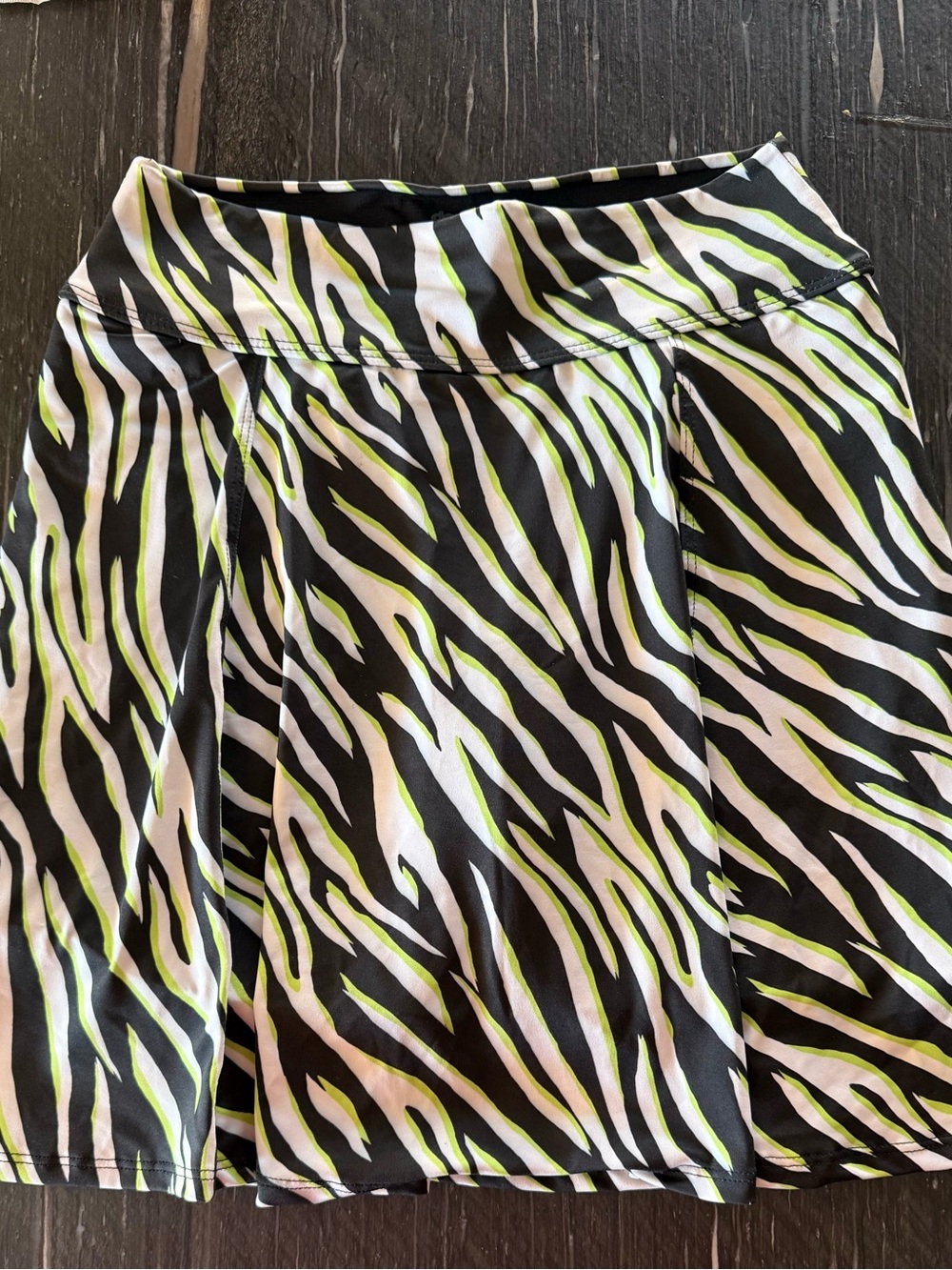Dona Jo Women’s Zebra-Print Skirt in Black, White & Lime